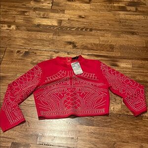 Love Red Kids Blazer with Studded Design